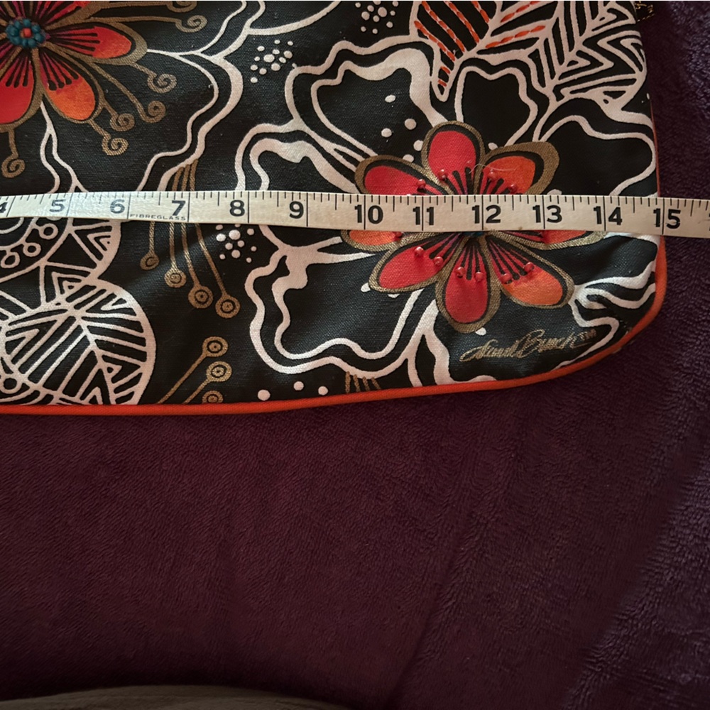Laurel Burch Orange Black Colorful Floral Shoulder Bag - Picture 5 of 7